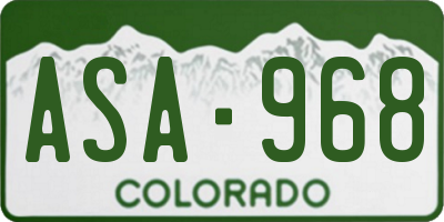 CO license plate ASA968
