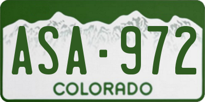 CO license plate ASA972