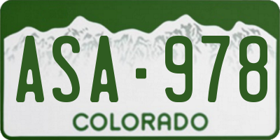CO license plate ASA978