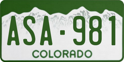 CO license plate ASA981