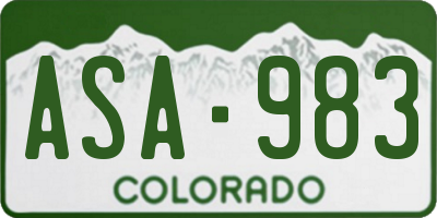 CO license plate ASA983