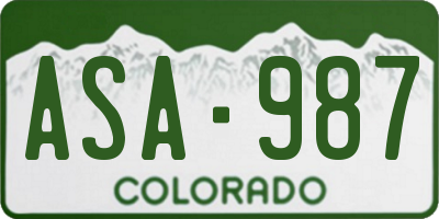 CO license plate ASA987