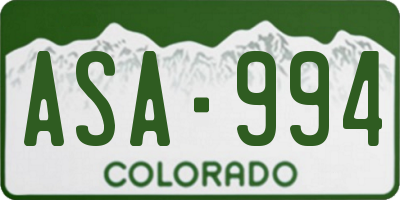 CO license plate ASA994