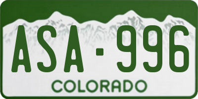 CO license plate ASA996