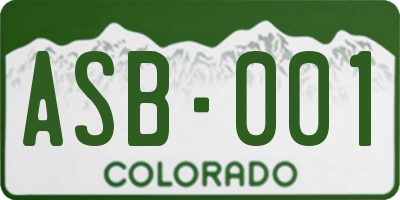 CO license plate ASB001