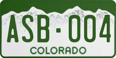 CO license plate ASB004