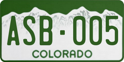 CO license plate ASB005