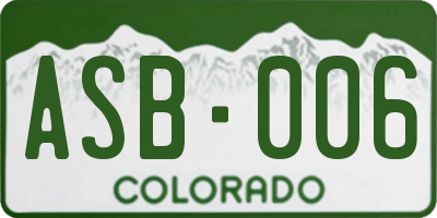 CO license plate ASB006