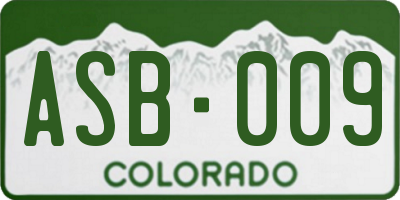 CO license plate ASB009