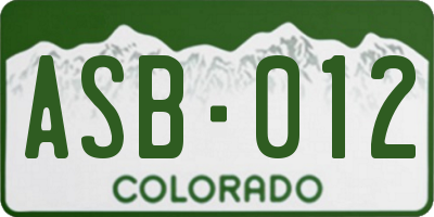 CO license plate ASB012