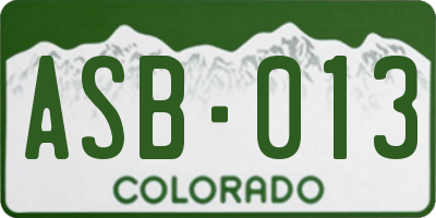 CO license plate ASB013