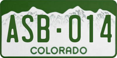 CO license plate ASB014