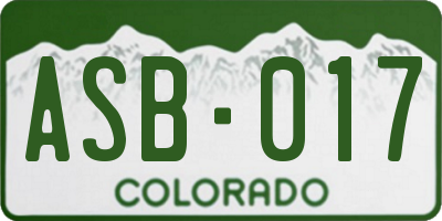 CO license plate ASB017