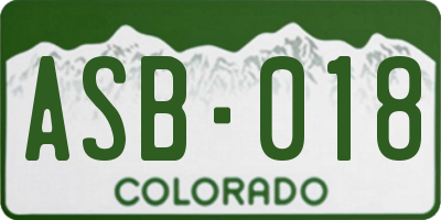 CO license plate ASB018