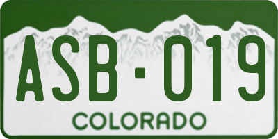 CO license plate ASB019