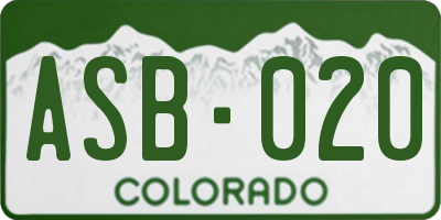 CO license plate ASB020