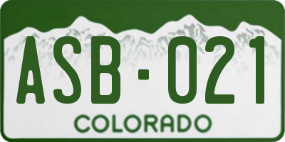 CO license plate ASB021