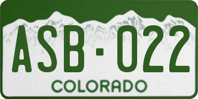 CO license plate ASB022
