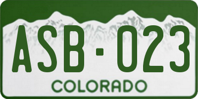 CO license plate ASB023