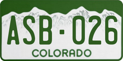 CO license plate ASB026