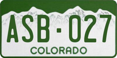 CO license plate ASB027