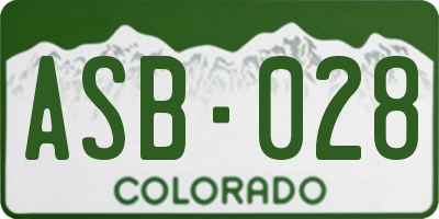 CO license plate ASB028