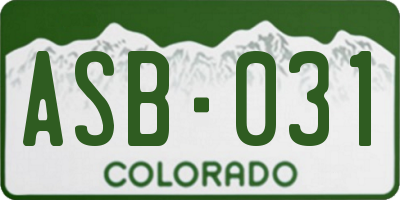 CO license plate ASB031
