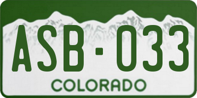 CO license plate ASB033
