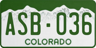 CO license plate ASB036
