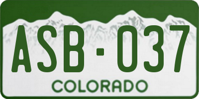 CO license plate ASB037