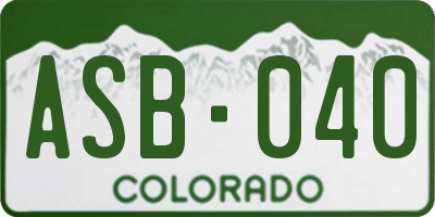 CO license plate ASB040