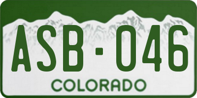 CO license plate ASB046