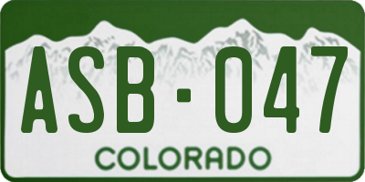 CO license plate ASB047