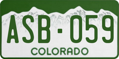 CO license plate ASB059