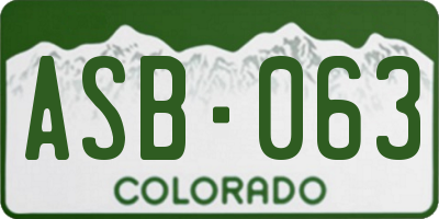 CO license plate ASB063