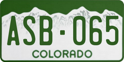 CO license plate ASB065