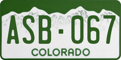 CO license plate ASB067