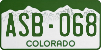 CO license plate ASB068