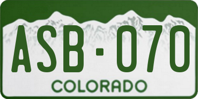 CO license plate ASB070