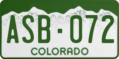 CO license plate ASB072