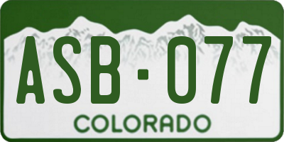 CO license plate ASB077