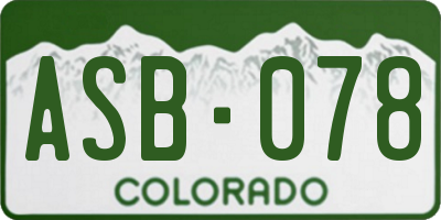 CO license plate ASB078