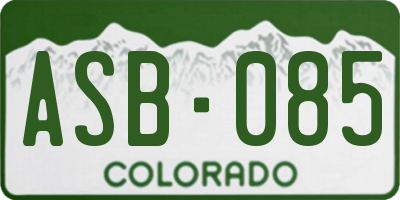 CO license plate ASB085