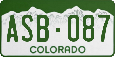 CO license plate ASB087
