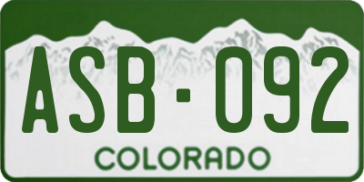 CO license plate ASB092