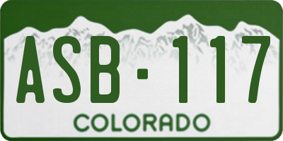 CO license plate ASB117