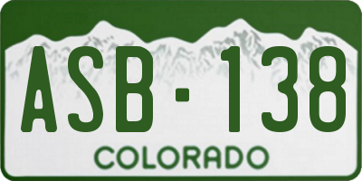 CO license plate ASB138