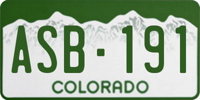 CO license plate ASB191