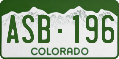 CO license plate ASB196