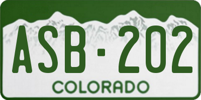 CO license plate ASB202